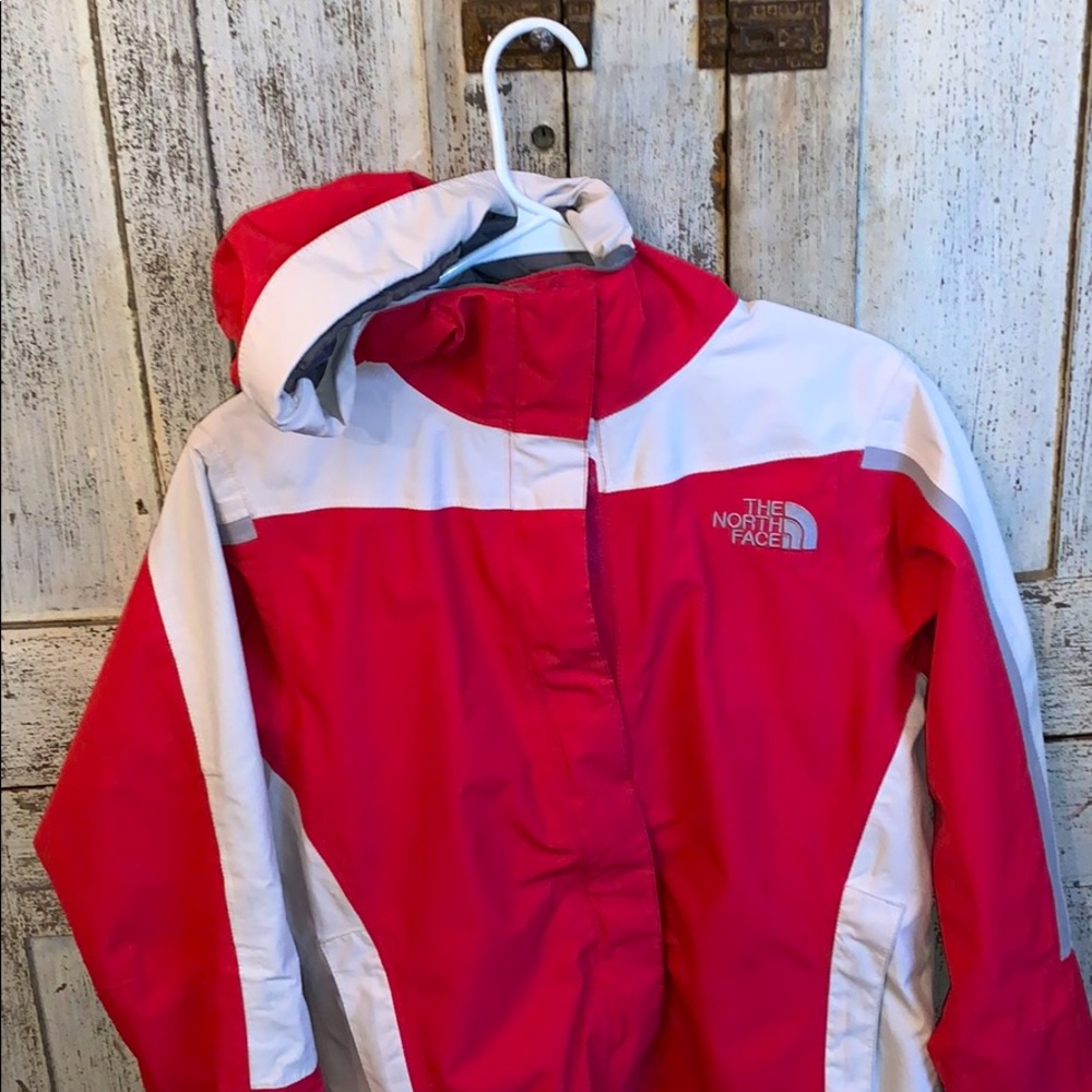 North face light pink winter jacket
